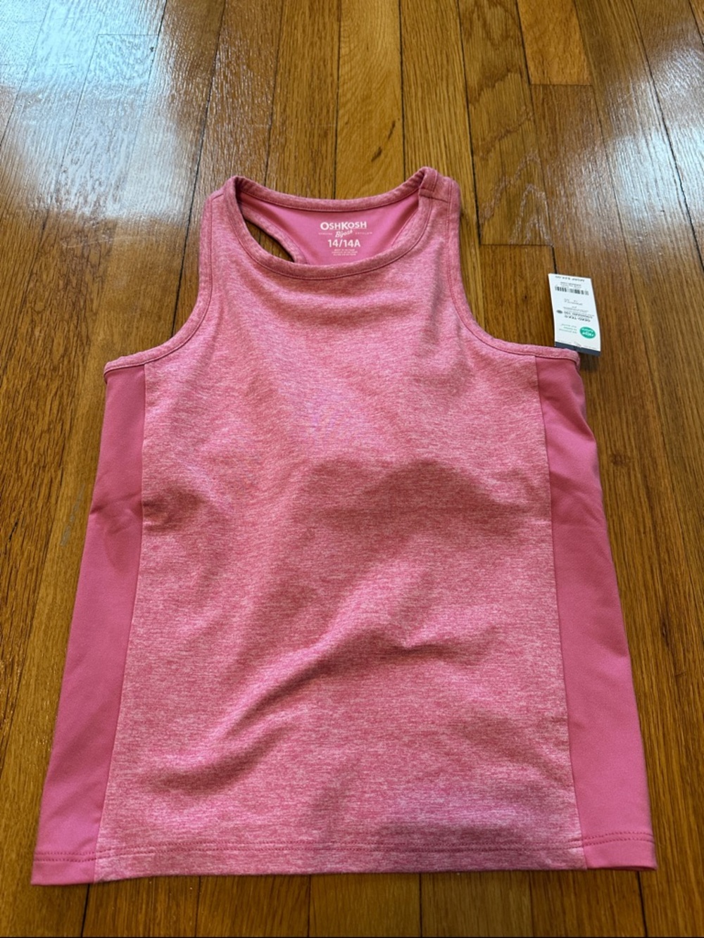 OshKosh B'gosh Heathered Pink Racerback Tank with built in bra, size 14, NWT